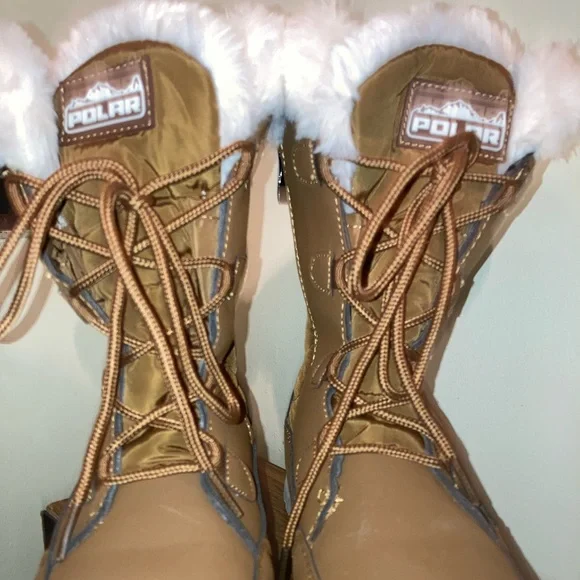 Womens Quilted Duck Cuff Snow Lace Up Waterproof Faux Fur Outdoor Boots USED - Picture 3 of 7